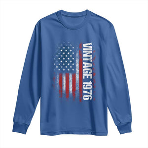 1976 Distressed American Flag Long Sleeve Shirt Patriotic 50th Birthday Graphic TS02 Royal Blue Print Your Wear