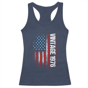 1976 Distressed American Flag Racerback Tank Top Patriotic 50th Birthday Graphic TS02 Navy Print Your Wear
