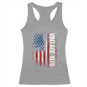1976 Distressed American Flag Racerback Tank Top Patriotic 50th Birthday Graphic TS02 Sport Gray Print Your Wear