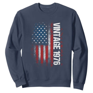 1976 Distressed American Flag Sweatshirt Patriotic 50th Birthday Graphic TS02 Navy Print Your Wear
