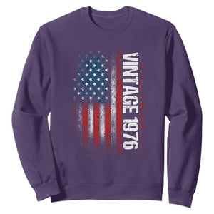 1976 Distressed American Flag Sweatshirt Patriotic 50th Birthday Graphic TS02 Purple Print Your Wear