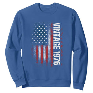 1976 Distressed American Flag Sweatshirt Patriotic 50th Birthday Graphic TS02 Royal Blue Print Your Wear