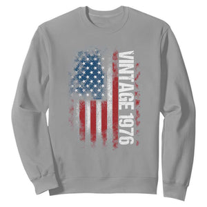 1976 Distressed American Flag Sweatshirt Patriotic 50th Birthday Graphic TS02 Sport Gray Print Your Wear