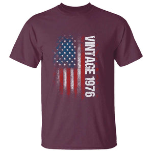 1976 Distressed American Flag T Shirt Patriotic 50th Birthday Graphic TS02 Maroon Print Your Wear