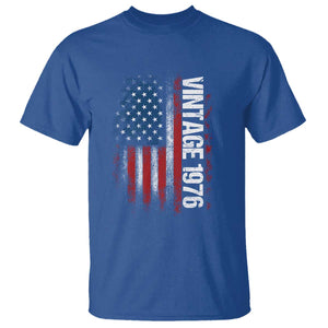 1976 Distressed American Flag T Shirt Patriotic 50th Birthday Graphic TS02 Royal Blue Print Your Wear