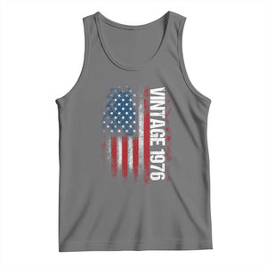 1976 Distressed American Flag Tank Top Patriotic 50th Birthday Graphic TS02 Black Heather Print Your Wear