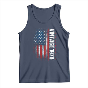 1976 Distressed American Flag Tank Top Patriotic 50th Birthday Graphic TS02 Navy Print Your Wear