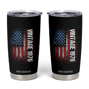 1976 Distressed American Flag Tumbler Cup Patriotic 50th Birthday Graphic