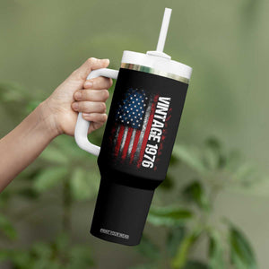 1976 Distressed American Flag Tumbler With Handle Patriotic 50th Birthday Graphic TS02 Print Your Wear