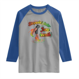 Stepping Into Juneteenth Raglan Shirt High Heels African American Black History TS02 Sport Gray Royal Print Your Wear