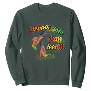 Stepping Into Juneteenth African American Black History Sweatshirt TS02 Dark Forest Green Printyourwear