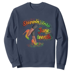 Stepping Into Juneteenth African American Black History Sweatshirt TS02 Navy Printyourwear