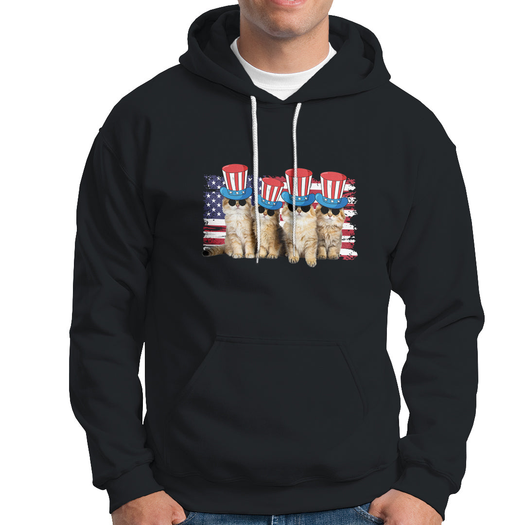 American Cat Hoodie Funny USA Patriotic Cat Happy 4th July Gifts for Cat Lovers TS02 Printyourwear