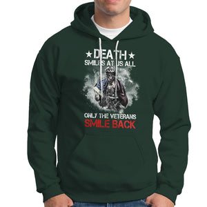 Death Smiles At Us All Only The Veterans Smile Back American Flag Cover Skeleton Hoodie TS02 Printyourwear