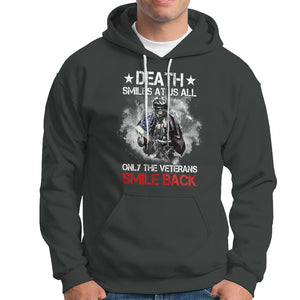 Death Smiles At Us All Only The Veterans Smile Back American Flag Cover Skeleton Hoodie TS02 Printyourwear