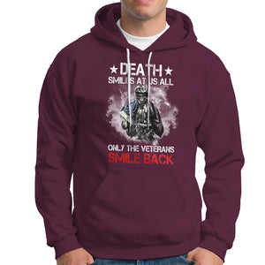 Death Smiles At Us All Only The Veterans Smile Back American Flag Cover Skeleton Hoodie TS02 Printyourwear