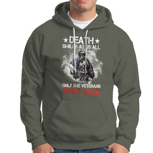 Death Smiles At Us All Only The Veterans Smile Back American Flag Cover Skeleton Hoodie TS02 Printyourwear