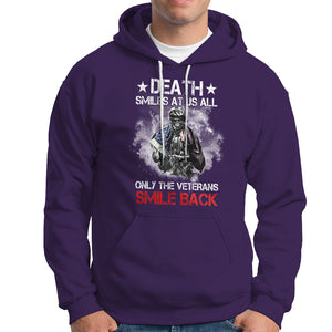 Death Smiles At Us All Only The Veterans Smile Back American Flag Cover Skeleton Hoodie TS02 Printyourwear