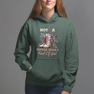 Female Veteran Hoodie Not A Pepper Spray Kind Of Girl American Flag Combat Boots TS02 Dark Forest Green Printyourwear