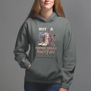 Female Veteran Hoodie Not A Pepper Spray Kind Of Girl American Flag Combat Boots TS02 Dark Heather Printyourwear