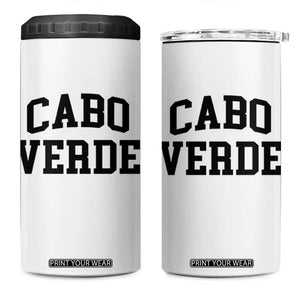 Cabo Verde Returns Home National Pride Varsity Style 4 in 1 Can Cooler Tumbler Cape Verde Minimalist Text Graphic TS02 One Size: 16 oz White Print Your Wear