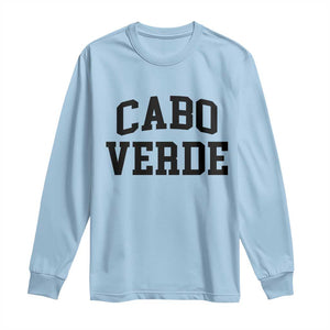Cabo Verde Returns Home National Pride Varsity Style Long Sleeve Shirt Cape Verde Minimalist Text Graphic TS02 Light Blue Print Your Wear