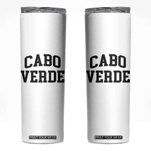 Cabo Verde Returns Home National Pride Varsity Style Skinny Tumbler Cape Verde Minimalist Text Graphic TS02 White Print Your Wear