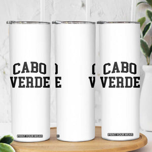 Cabo Verde Returns Home National Pride Varsity Style Skinny Tumbler Cape Verde Minimalist Text Graphic TS02 Print Your Wear