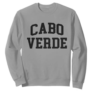 Cabo Verde Returns Home National Pride Varsity Style Sweatshirt Cape Verde Minimalist Text Graphic TS02 Sport Gray Print Your Wear