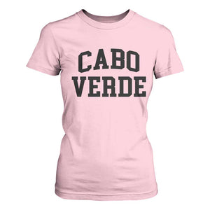 Cabo Verde Returns Home National Pride Varsity Style T Shirt For Women Cape Verde Minimalist Text Graphic TS02 Light Pink Print Your Wear