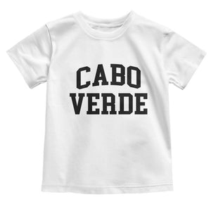 Cabo Verde Returns Home National Pride Varsity Style Toddler T Shirt Cape Verde Minimalist Text Graphic TS02 White Print Your Wear