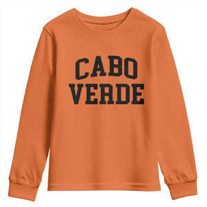Cabo Verde Returns Home National Pride Varsity Style Youth Sweatshirt Cape Verde Minimalist Text Graphic TS02 Orange Print Your Wear