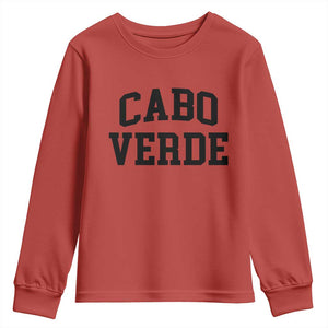Cabo Verde Returns Home National Pride Varsity Style Youth Sweatshirt Cape Verde Minimalist Text Graphic TS02 Red Print Your Wear