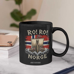 Retro Norge Viking Longship Ro Ro Coffee Mug Patriotic Norge Norwegian Flag Funny Rowing Support TS02 Print Your Wear