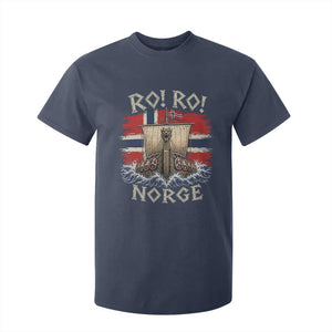 Retro Norge Viking Longship Ro Ro T Shirt For Kid Patriotic Norge Norwegian Flag Funny Rowing Support TS02 Navy Print Your Wear
