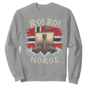 Retro Norge Viking Longship Ro Ro Sweatshirt Patriotic Norge Norwegian Flag Funny Rowing Support TS02 Sport Gray Print Your Wear