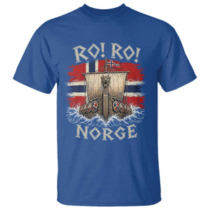Retro Norge Viking Longship Ro Ro T Shirt Patriotic Norge Norwegian Flag Funny Rowing Support TS02 Royal Blue Print Your Wear