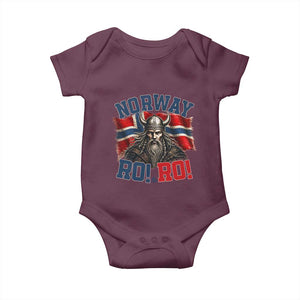 Fierce Norway Viking Warrior Ro Ro Baby Onesie Patriotic Norge Norwegian Flag Funny Rowing Support TS02 Maroon Print Your Wear