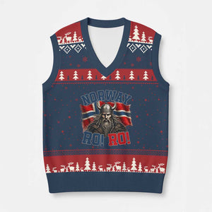Fierce Norway Viking Warrior Ro Ro V-Neck Knit Sweater Vest Patriotic Norge Norwegian Flag Funny Rowing Support TS02 Navy Red Print Your Wear