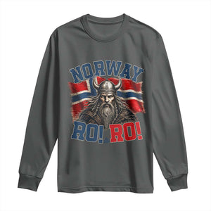 Fierce Norway Viking Warrior Ro Ro Long Sleeve Shirt Patriotic Norge Norwegian Flag Funny Rowing Support TS02 Dark Heather Print Your Wear
