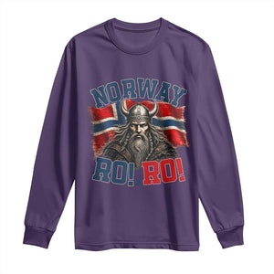 Fierce Norway Viking Warrior Ro Ro Long Sleeve Shirt Patriotic Norge Norwegian Flag Funny Rowing Support TS02 Purple Print Your Wear