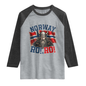 Fierce Norway Viking Warrior Ro Ro Raglan Shirt Patriotic Norge Norwegian Flag Funny Rowing Support TS02 Heather Gray Heather Charcoal Print Your Wear