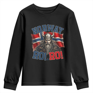 Fierce Norway Viking Warrior Ro Ro Youth Sweatshirt Patriotic Norge Norwegian Flag Funny Rowing Support TS02 Black Print Your Wear