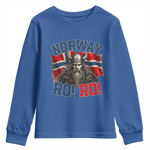 Fierce Norway Viking Warrior Ro Ro Youth Sweatshirt Patriotic Norge Norwegian Flag Funny Rowing Support TS02 Royal Blue Print Your Wear