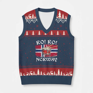 Funny Norway Drummer Ro Ro V-Neck Knit Sweater Vest Patriotic Norge Norwegian Flag Rowing Support TS02 Navy Red Print Your Wear