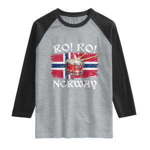 Funny Norway Drummer Ro Ro Raglan Shirt Patriotic Norge Norwegian Flag Rowing Support TS02 Heather Gray Black Print Your Wear