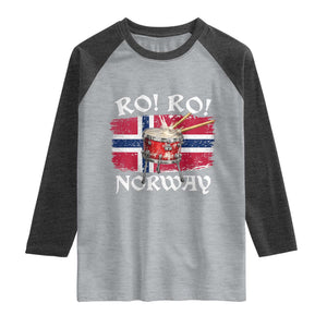 Funny Norway Drummer Ro Ro Raglan Shirt Patriotic Norge Norwegian Flag Rowing Support TS02 Heather Gray Heather Charcoal Print Your Wear