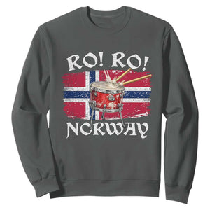 Funny Norway Drummer Ro Ro Sweatshirt Patriotic Norge Norwegian Flag Rowing Support TS02 Dark Heather Print Your Wear