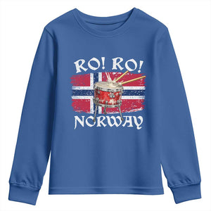 Funny Norway Drummer Ro Ro Youth Sweatshirt Patriotic Norge Norwegian Flag Rowing Support TS02 Royal Blue Print Your Wear