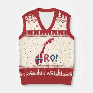 Norway Flag Country Map Patriotic Ro Ro Chant V-Neck Knit Sweater Vest Norwegian Viking Row Soccer Supporter Football Fans